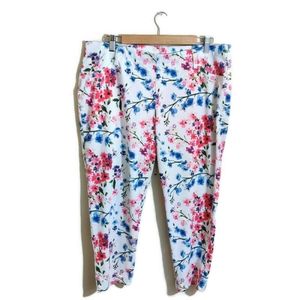FADED GLORY White Multicolored Floral Print Capri Pockets Stretchy Jeggings XL